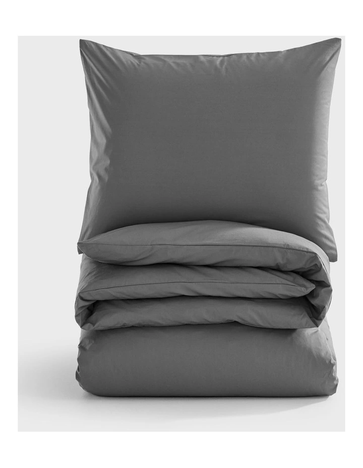 300TC Cotton Percale Quilt Cover Set in Charcoal image 2
