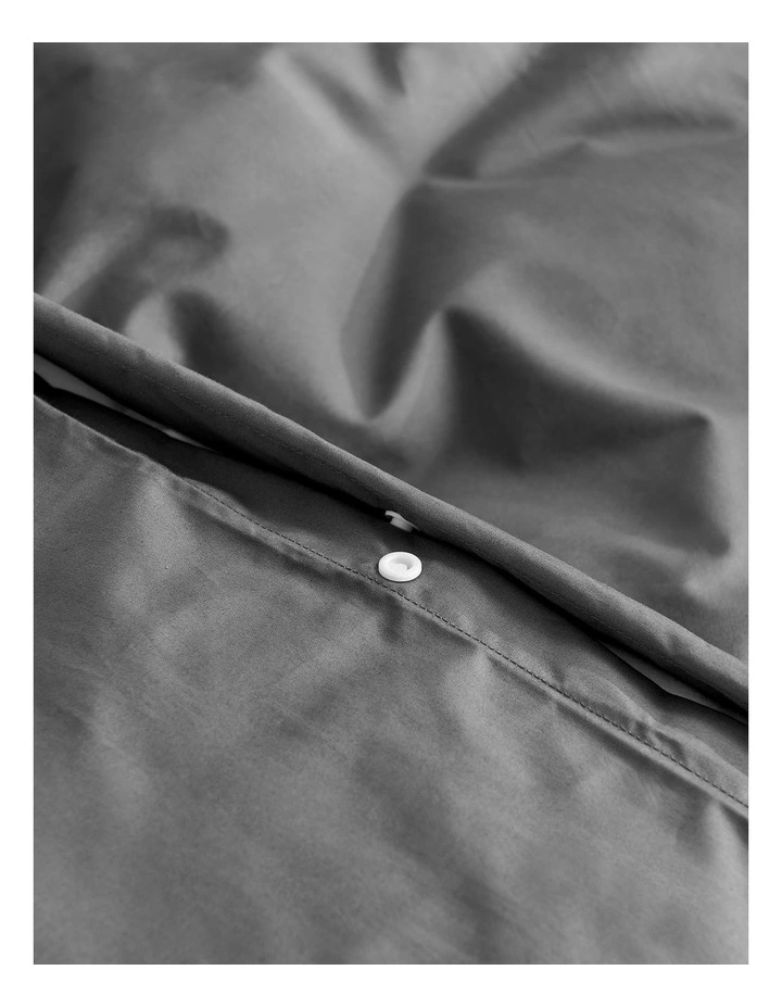 300TC Cotton Percale Quilt Cover Set in Charcoal image 3