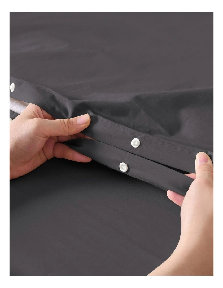 300 Thread Count Cotton Percale Quilt Cover Set in Charcoal image 4