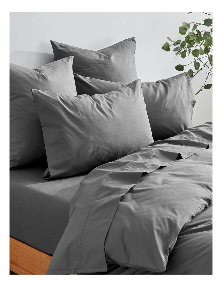 300TC Cotton Percale Quilt Cover Set in Charcoal image 5