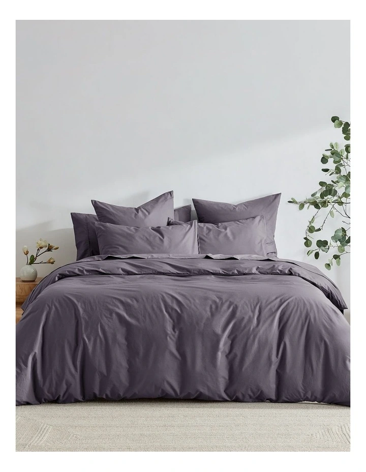 300TC Cotton Percale Quilt Cover Set in Charcoal image 6