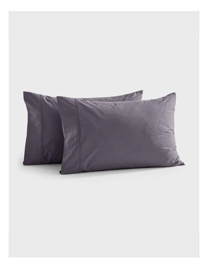 300TC Cotton Percale Standard Pillowcase  Twin Pack in Charcoal image 1