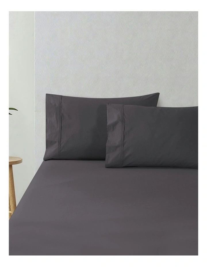 300 Thread Count Cotton Percale Standard Pillowcase Pack Of 2 in Charcoal image 1