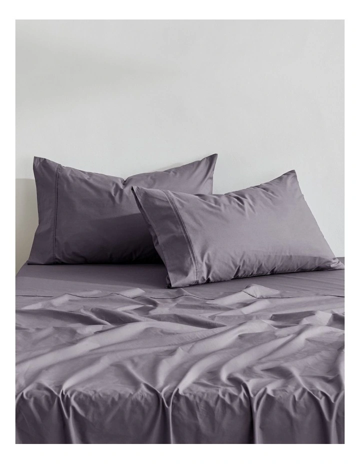 300TC Cotton Percale Standard Pillowcase  Twin Pack in Charcoal image 2