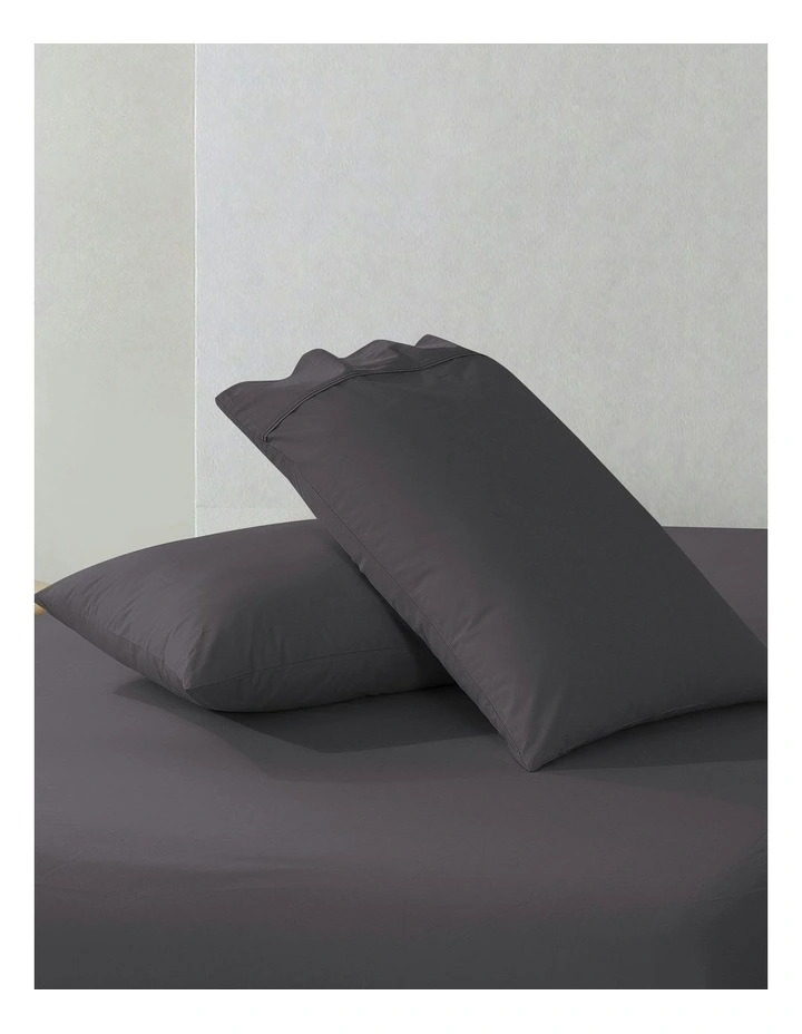 300 Thread Count Cotton Percale Standard Pillowcase Pack Of 2 in Charcoal image 5