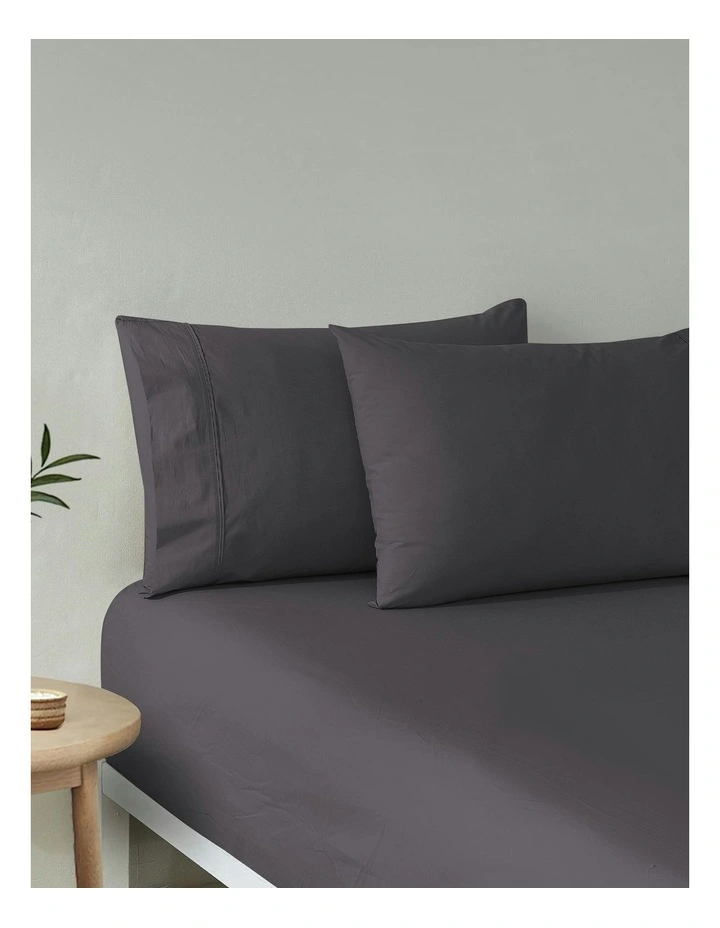 300 Thread Count Cotton Percale Standard Pillowcase Pack Of 2 in Charcoal image 6