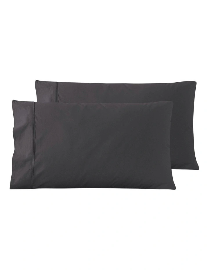 300 Thread Count Cotton Percale Standard Pillowcase Pack Of 2 in Charcoal image 7