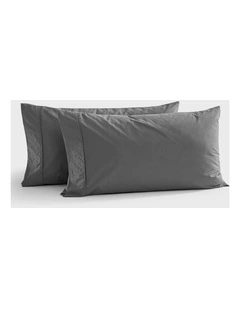 300TC Cotton Percale King Pillowcase  Twin Pack in Charcoal