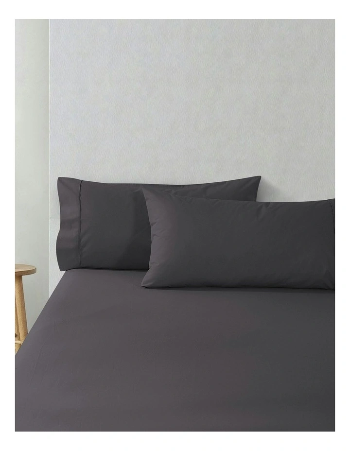 300 Thread Count Cotton Percale King Pillowcase Pack Of 2 in Charcoal image 1