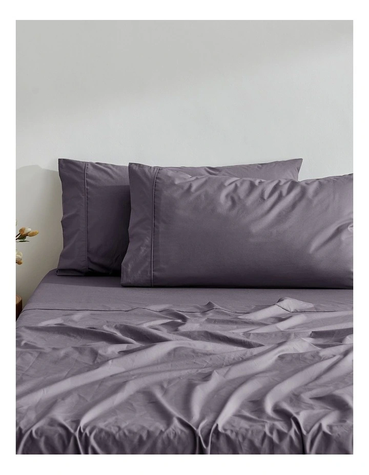 300TC Cotton Percale King Pillowcase  Twin Pack in Charcoal image 2