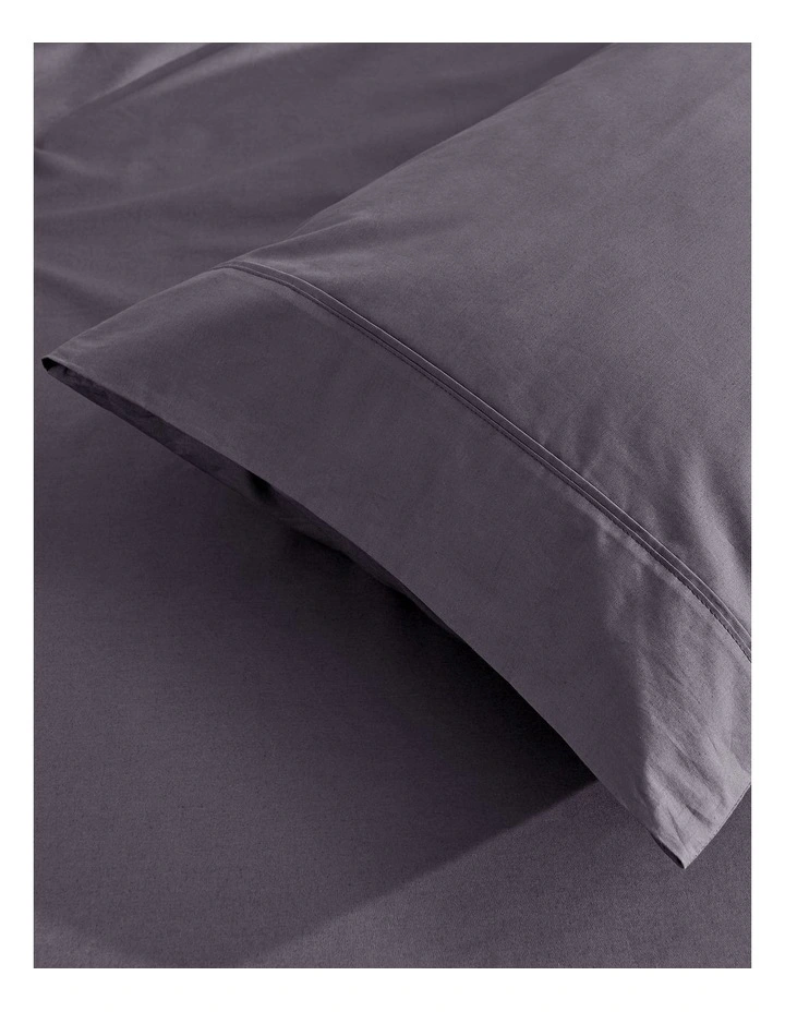 300TC Cotton Percale King Pillowcase  Twin Pack in Charcoal image 3