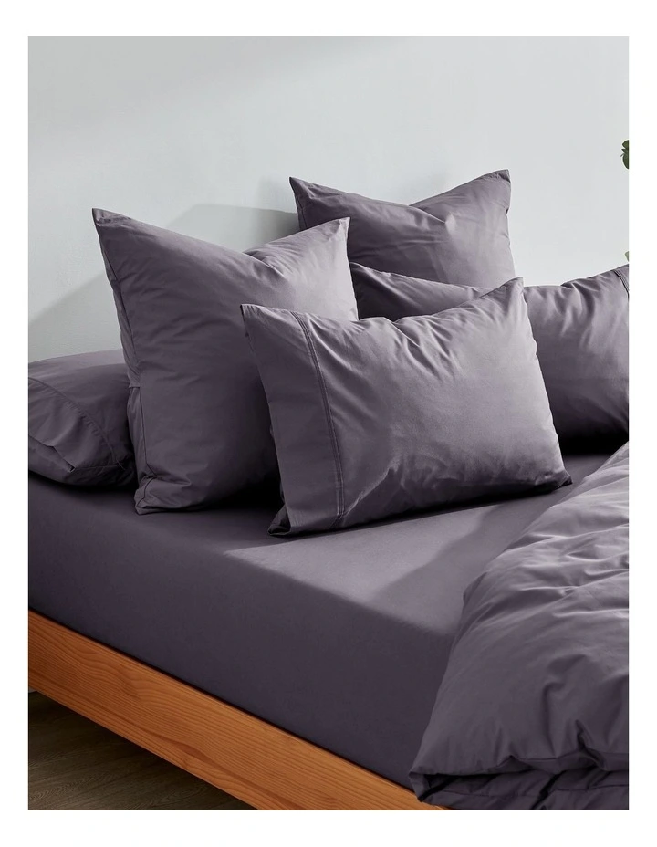 300TC Cotton Percale King Pillowcase  Twin Pack in Charcoal image 5