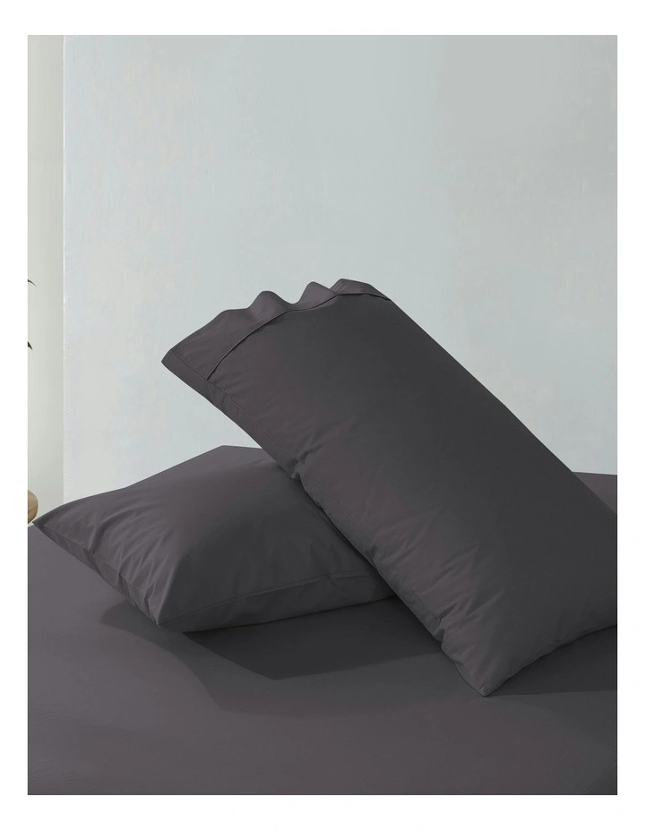 300 Thread Count Cotton Percale King Pillowcase Pack Of 2 in Charcoal image 5