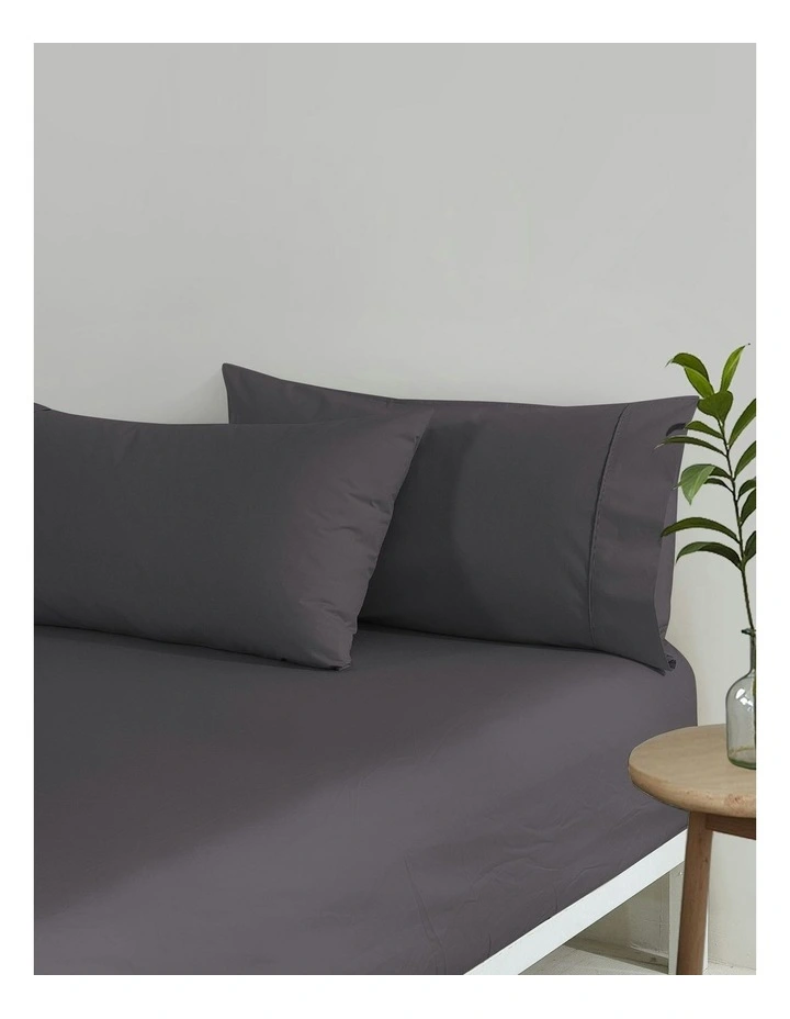 300 Thread Count Cotton Percale King Pillowcase Pack Of 2 in Charcoal image 6