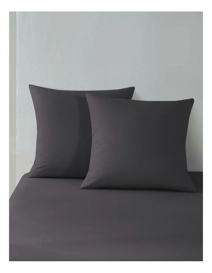 300 Thread Count Cotton Percale Euro Pillowcase Pack Of 2 in Charcoal image 1