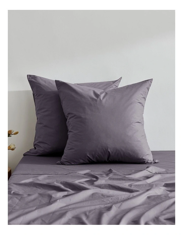 300TC Cotton Percale Euro Pillowcase  Twin Pack in Charcoal image 2