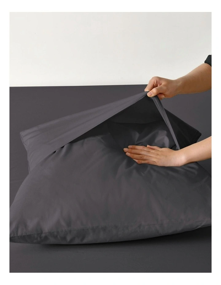 300 Thread Count Cotton Percale Euro Pillowcase Pack Of 2 in Charcoal image 2