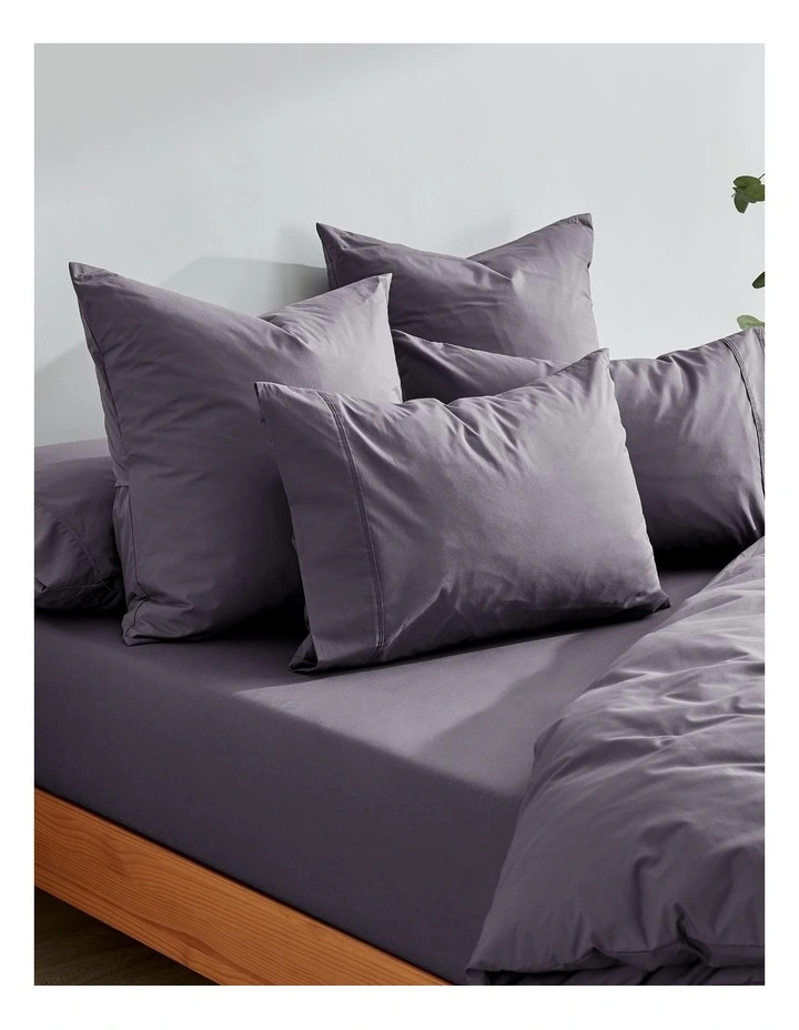 300TC Cotton Percale Euro Pillowcase  Twin Pack in Charcoal image 4
