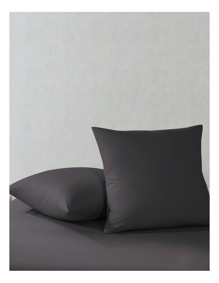 300 Thread Count Cotton Percale Euro Pillowcase Pack Of 2 in Charcoal image 4