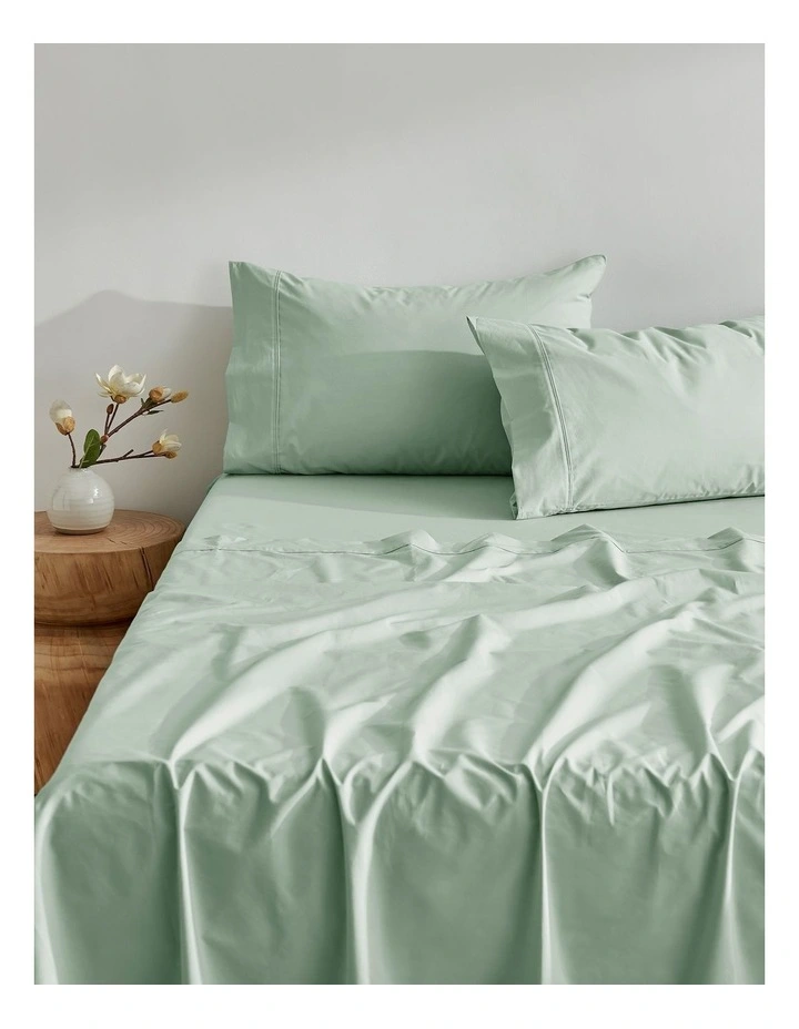 300TC Cotton Percale Sheet Set in Sage image 2