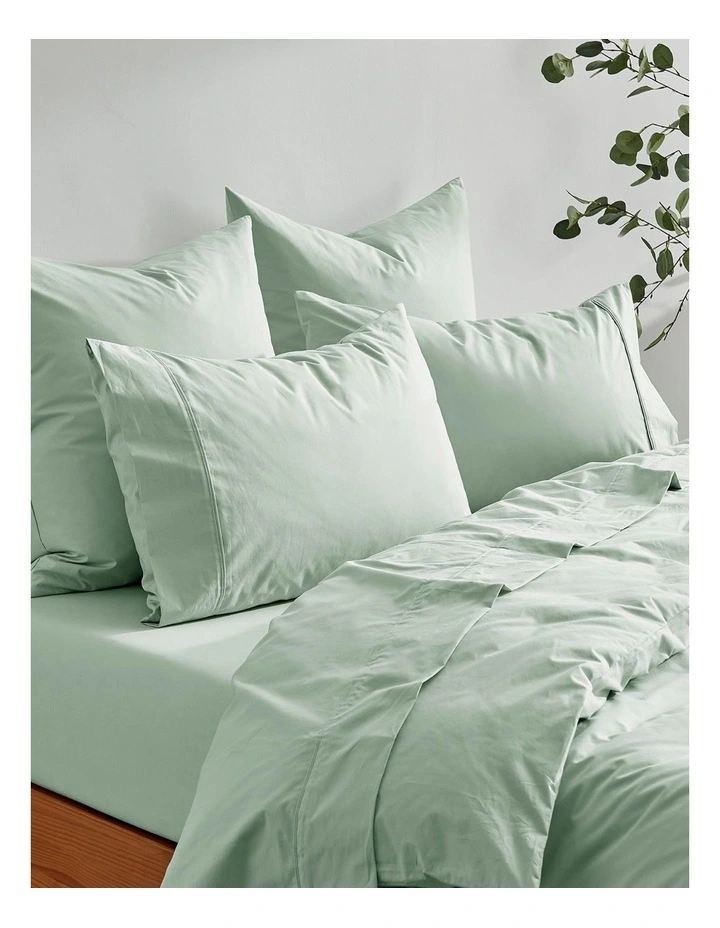 300TC Cotton Percale Sheet Set in Sage image 6