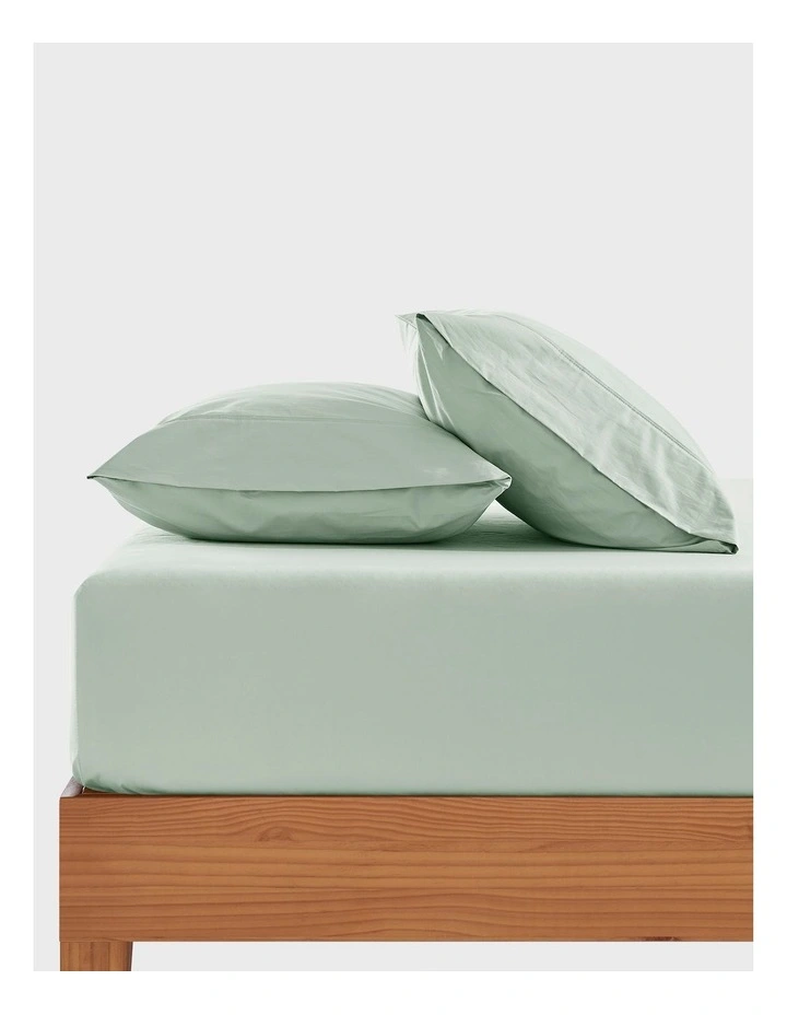 300TC Cotton Percale Combo Fitted Sheet Set in Sage image 1