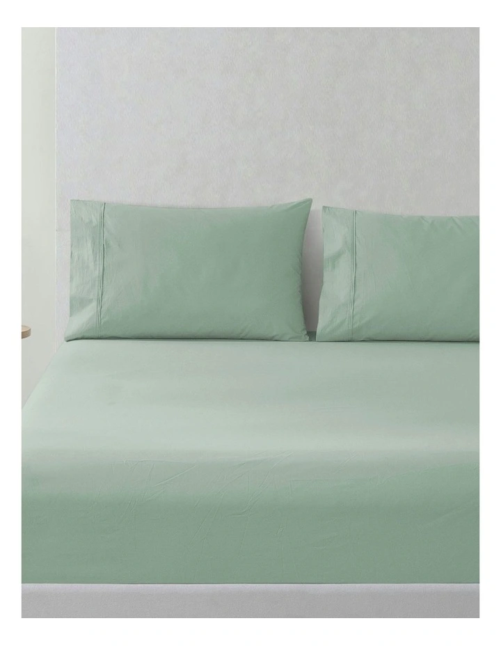 300 Thread Count Cotton Percale Combo Fitted Sheet Set in Sage image 1