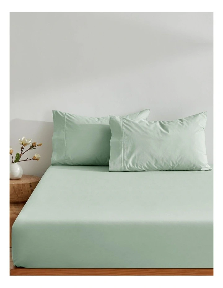 300TC Cotton Percale Combo Fitted Sheet Set in Sage image 2