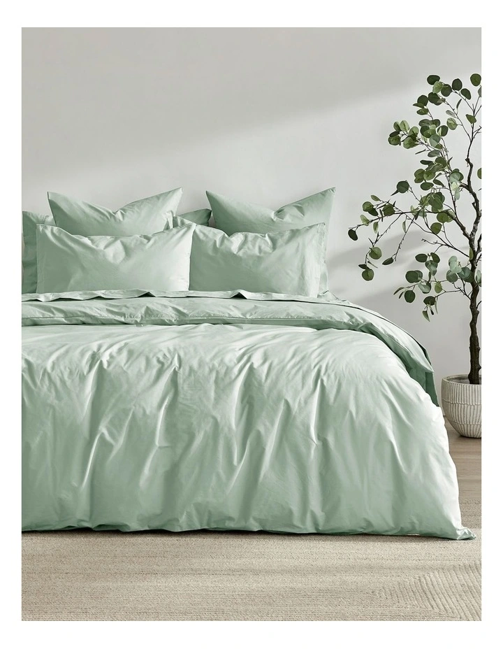 300TC Cotton Percale Quilt Cover Set in Sage image 1
