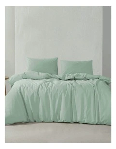 300 Thread Count Cotton Percale Quilt Cover Set in Sage