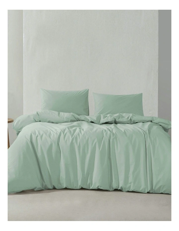 300 Thread Count Cotton Percale Quilt Cover Set in Sage image 1