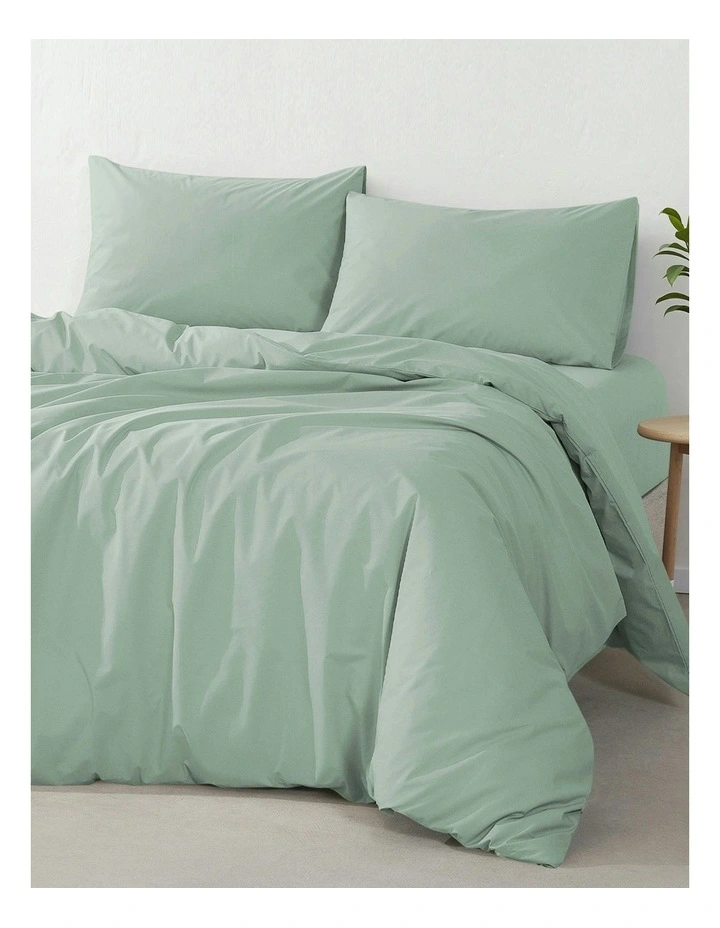 300 Thread Count Cotton Percale Quilt Cover Set in Sage image 2
