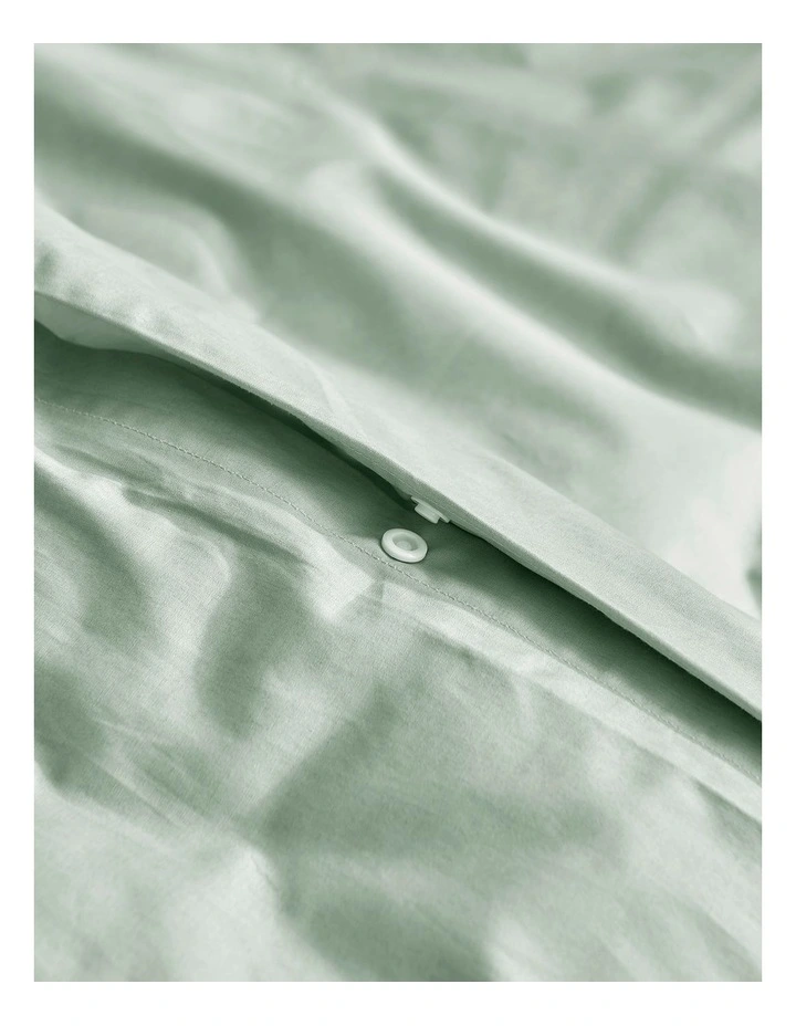 300TC Cotton Percale Quilt Cover Set in Sage image 3