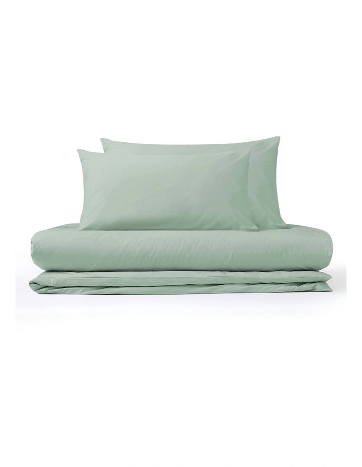300 Thread Count Cotton Percale Quilt Cover Set in Sage image 3