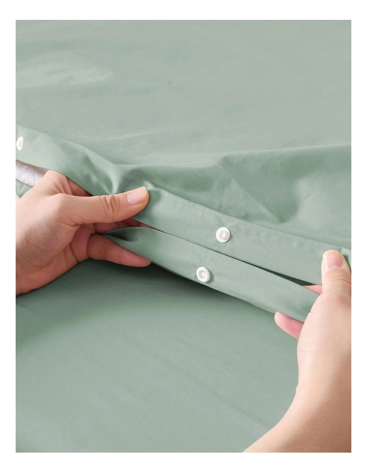 300 Thread Count Cotton Percale Quilt Cover Set in Sage image 4
