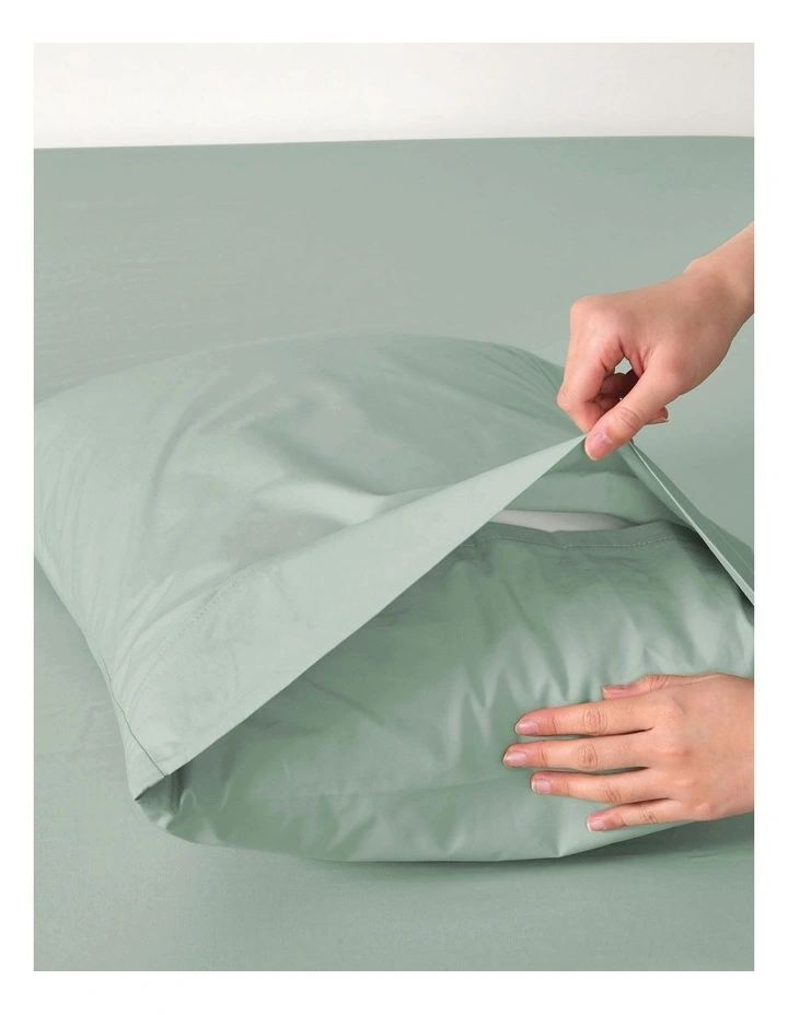 300 Thread Count Cotton Percale Quilt Cover Set in Sage image 5