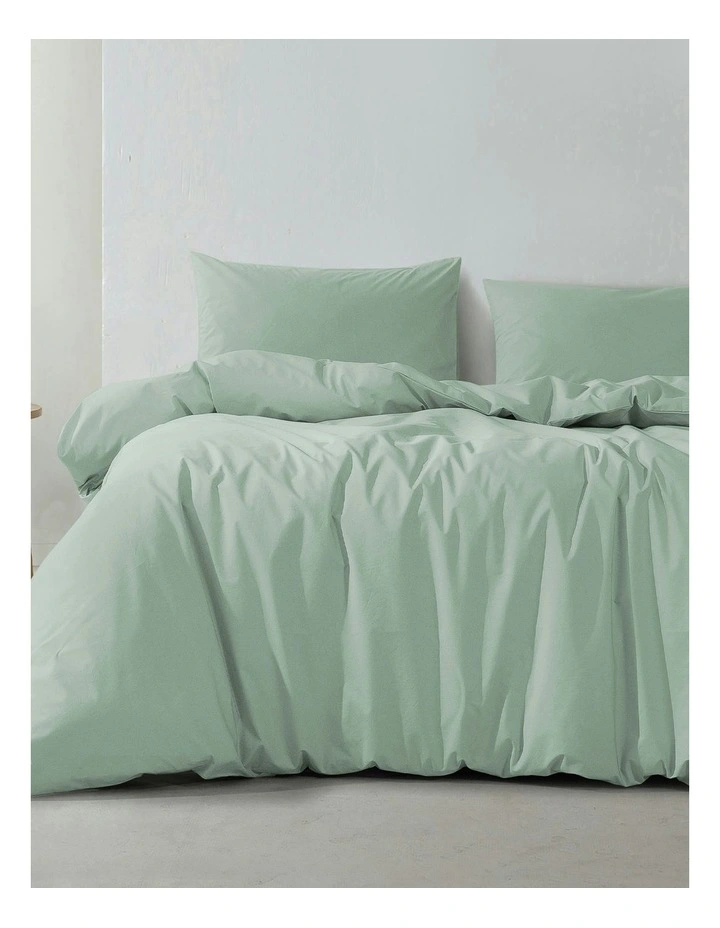 300 Thread Count Cotton Percale Quilt Cover Set in Sage image 7