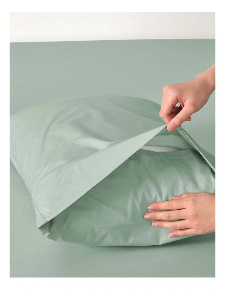 300 Thread Count Cotton Percale Standard Pillowcase Pack Of 2 in Sage image 2