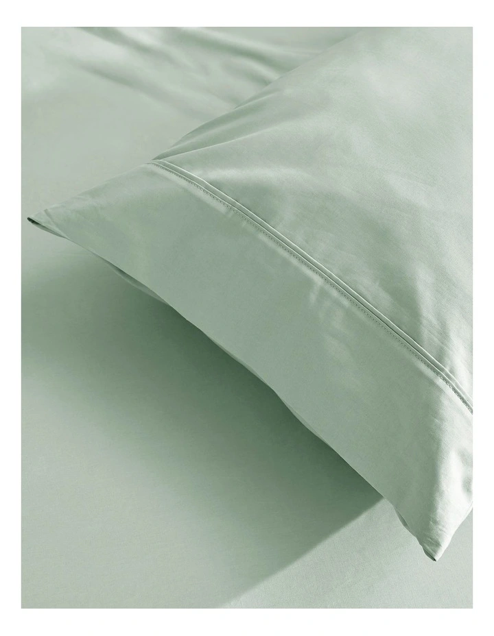 300TC Cotton Percale Standard Pillowcase  Twin Pack in Sage image 3