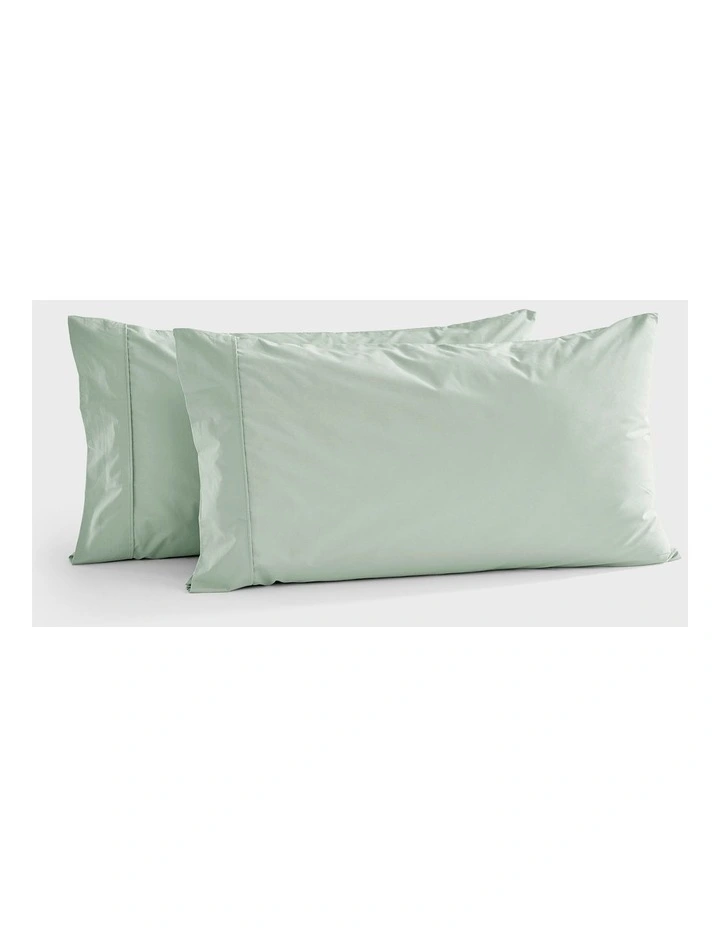 300TC Cotton Percale King Pillowcase  Twin Pack in Sage image 1