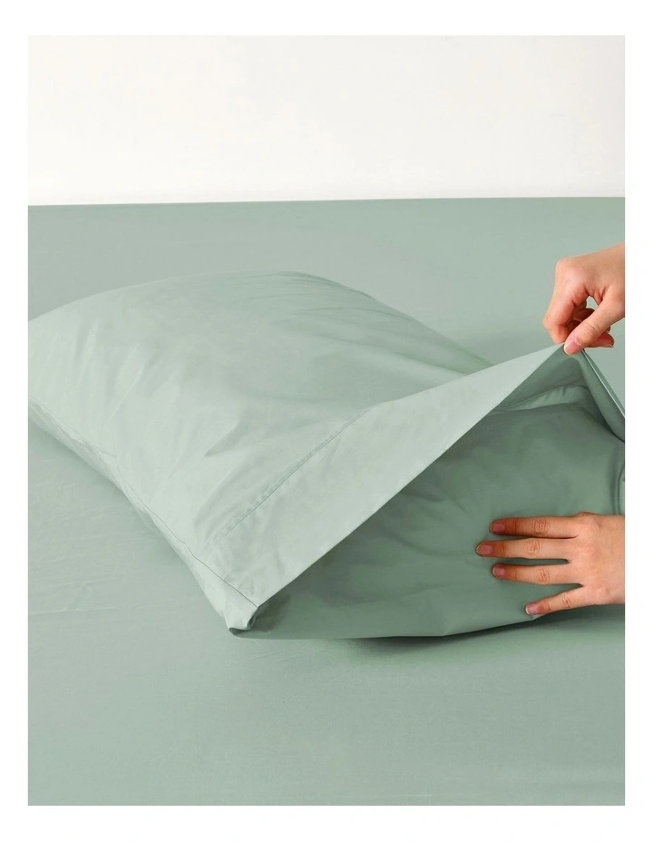 300 Thread Count Cotton Percale King Pillowcase Pack Of 2 in Sage image 2