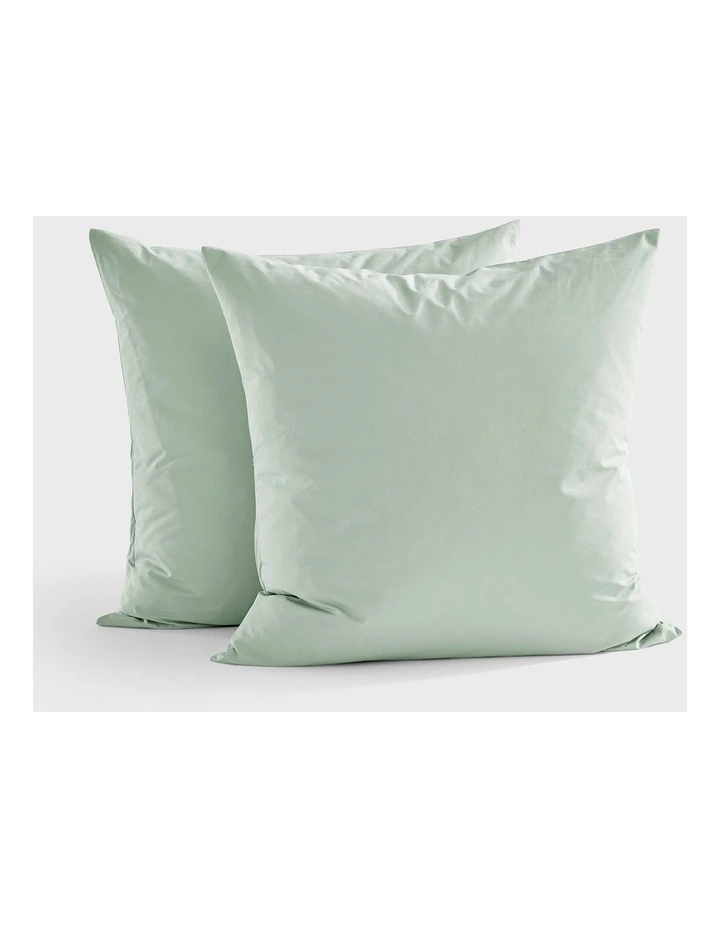 300TC Cotton Percale Euro Pillowcase  Twin Pack in Sage image 1