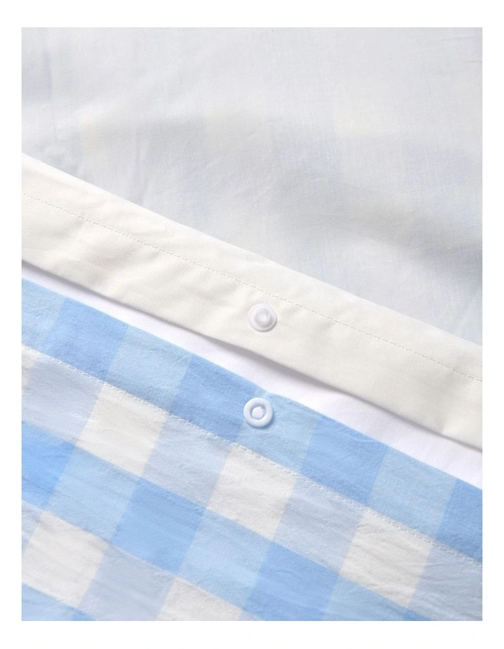 Washed Cotton Yarn Dyed Gingham Quilt Cover Set in Sky Cot image 5