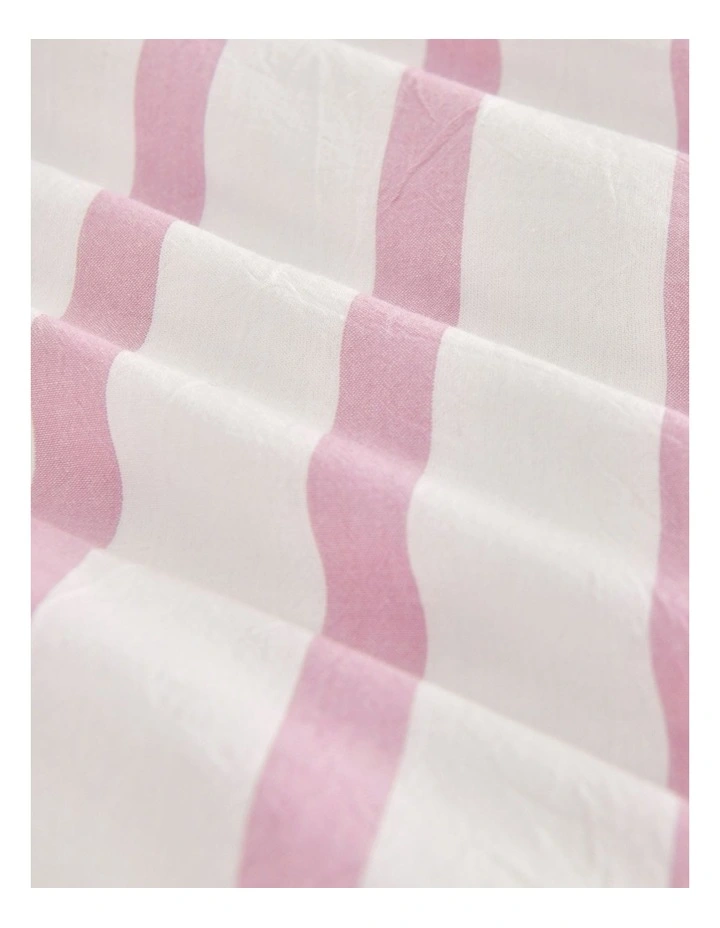 Washed Cotton Yarn Dyed Stripe Cot Quilt Cover Set in Pink Pearl image 4