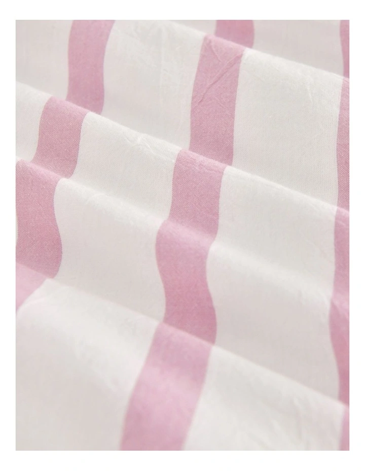 Washed Cotton Yarn Dyed Large Cot Stripe Fitted Sheet Set in Pink Pearl image 4