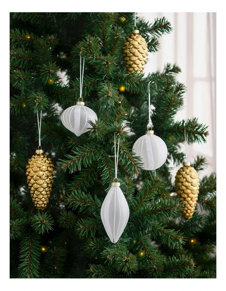 Christmas Pinecone Metallic Glass Baubles 6 Pack in Gold image 3