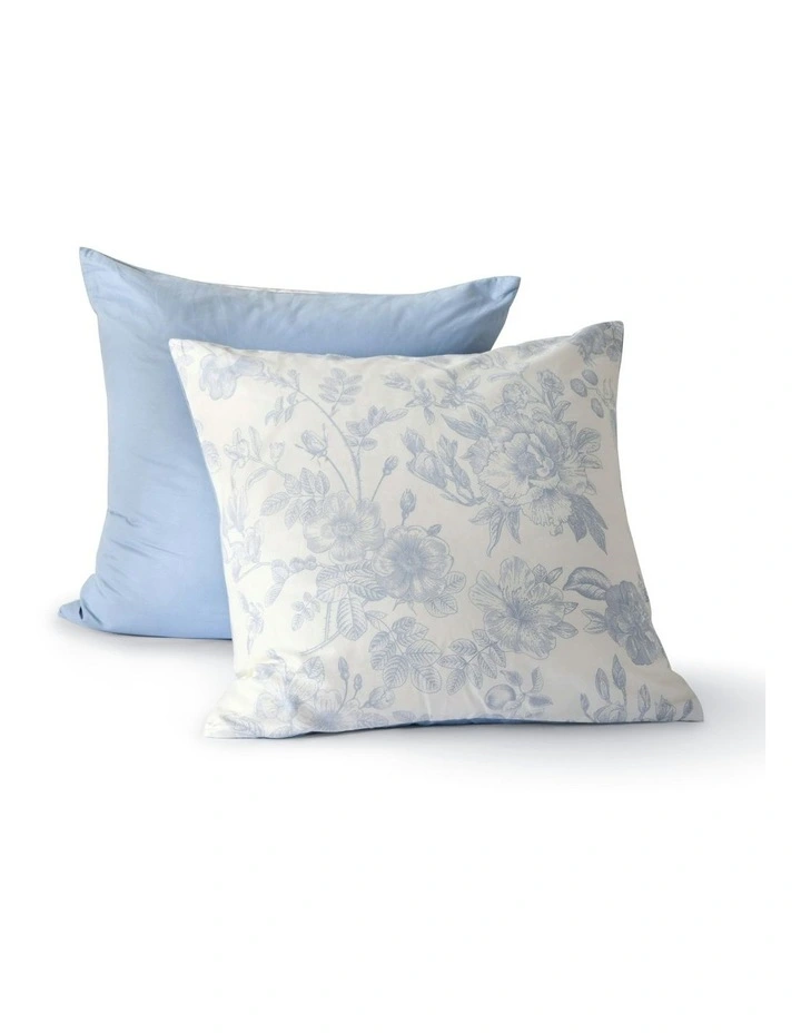 Cotton Reversible Odette European Pillowcase Pack Of 2 in Blue image 2