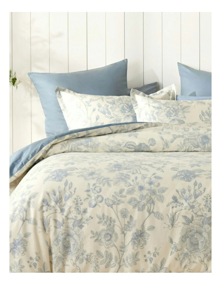 Cotton Reversible Odette European Pillowcase Pack Of 2 in Blue image 4