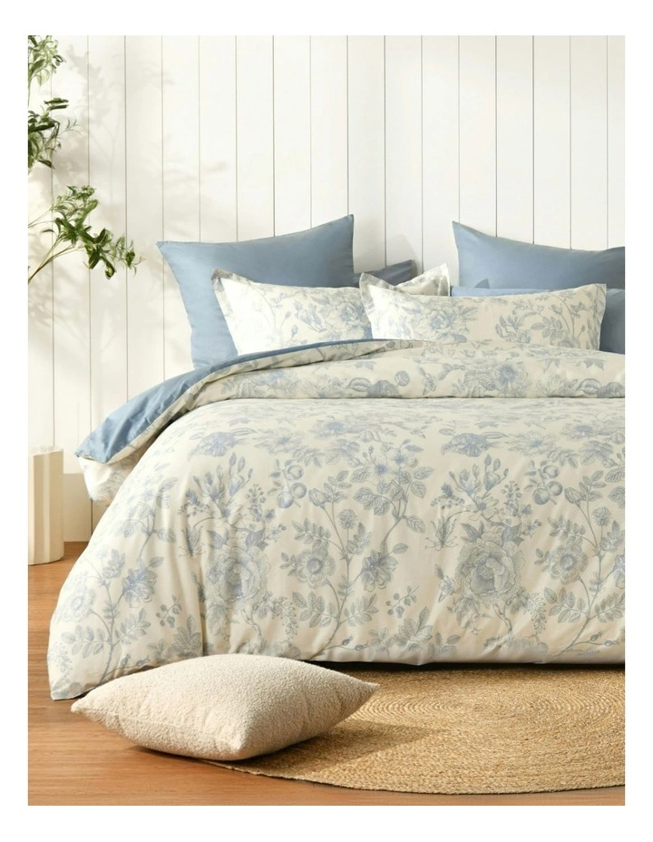 Cotton Reversible Odette European Pillowcase Pack Of 2 in Blue image 6