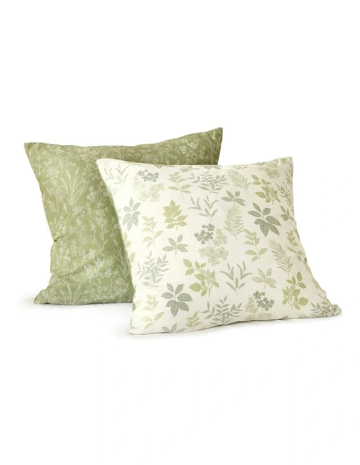 Cotton Reversible Mabel European Pillowcase Pack Of 2 in Green image 2